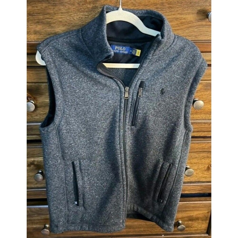 Polo Ralph Lauren Men's Grey Heather Fleece Full Zip Vest MEDIUM